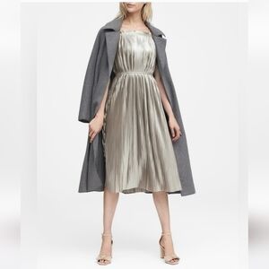 Banana republic Silver Metallic pleated dress